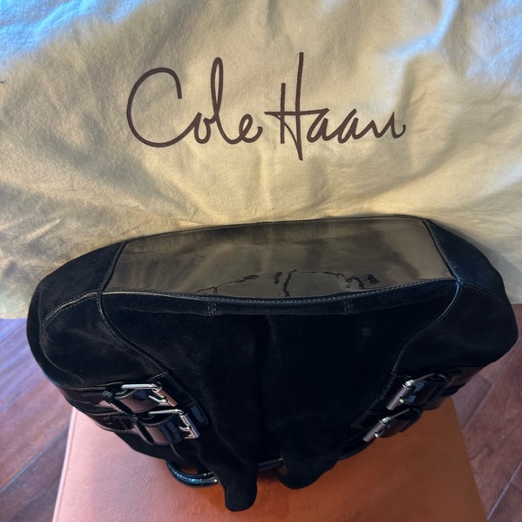 Cole Haan Black Shoulder Bag with Buckle Accents - Picture 3 of 4